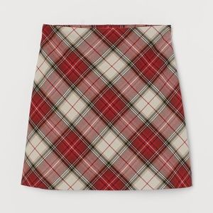 H&M red plaid skirt